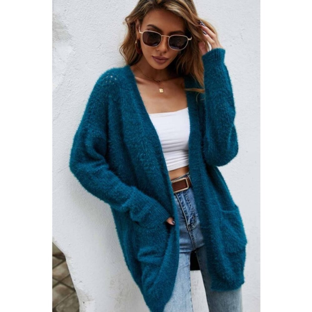 Teal Cardigan with Pockets